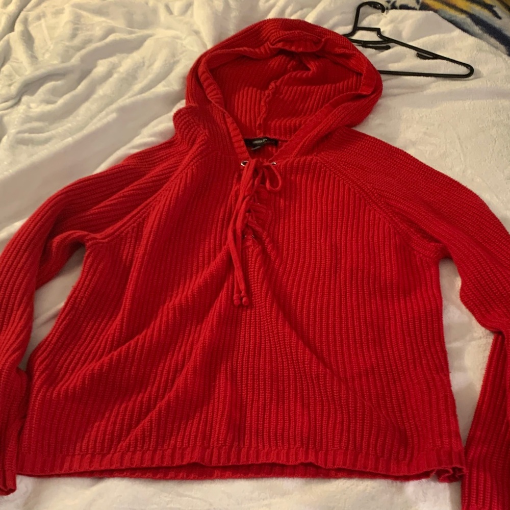 Forever 21 Vibrant Red Women's Hooded Sweater